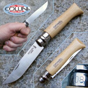 Opinel - N° 8 Inox - Pocket Knife with Stainless Steel Blade and Beechwood Handle